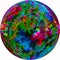 3D Colorful metallic fractal planet made with leaves and flowers, transparent shiny floral design, fractal structures. Metallic