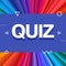 3d colorful quiz text on colourful rainbow rays background. Vector