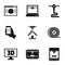 3d computer printer icon set, simple style