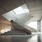 3d Concrete Staircases In Modern Library: Organic Forms, Muted Tones, Strong Diagonals