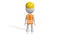 3D construction worker on white background