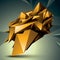 3D contemporary style abstract object, golden cybernetic futuristic form. Technology idea.