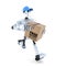 3D Courier Robot with package. Free delivery concept. Isolated. Contains clipping path