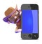 3d Cowboy behind a smart phone