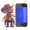 3d Cowboy sheriff next to a smartphone