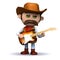 3d Cowboy sheriff plays electric guitar