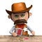 3d Cowboy sheriff plays poker