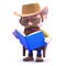 3d Cowboy sheriff reads a book