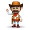 3d Cowboy sheriff waves hello