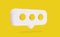 3d creative dialogue with three circles in the form of an egg yolk on a bright yellow background, a chat bubble. the