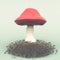 3d creative illustration mushroom on the grass