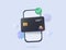 3d credit card online payment, pay with mobile phone, banking online payments icon concept. Transaction on phone 3D icon