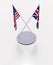 3D. Crossed desktop flags United States of America and Great Britain. US and UK negotiation