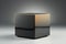 3D cube made of ceramic material, close-up, Quiet Shade - calm dark gray color, empty background