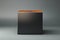 3D cube made of ceramic material, close-up, Quiet Shade - calm dark gray color, empty background