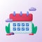 3d cute calendar icon with check mark approve planning daily list or task job agenda illustration