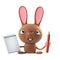 3d Cute cartoon Easter bunny rabbit character with a notepad and pencil