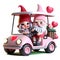 3d Cute Gnome Couple Golf Cart Valentine Clipart Illustration AI Generative