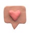 3d cute illustrations from plasticine. pink hearts, conversation bubble. symbol of dialogue, declaration of love, like. speech bub