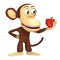 3d cute monkey with red apple