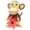 3d cute monkey with red gear