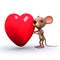 3d Cute mouse is in love