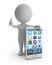 3d cute people - standing white smartphone