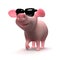 3d Cute piglet wearing sunglasses