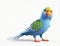 3d cute render of cartoon character blue lovebird parrot on white background