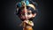 3D cutest little krishna realistic portrait on black background generative AI