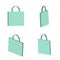 3D cyan color shopping bag design collection vector illustration on a white background, 3D cyan shopping bag shape for multiple