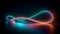 3d cycled animation of glowing line sliding in the shape of an infinity symbol. Abstract neon background, Generative AI