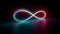 3d cycled animation of glowing line sliding in the shape of an infinity symbol. Abstract neon background, Generative AI