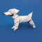 3D dachshund dog in paper origami style