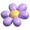 3d daisy flower in cartoon style. Cute purple chamomile. 3d rendering lilac spring illustration. Suitable for decoration