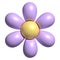 3d daisy flower in cartoon style. Cute purple chamomile. 3d rendering lilac spring illustration. Suitable for decoration