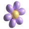 3d daisy flower in cartoon style. Cute purple chamomile. 3d rendering lilac spring illustration. Suitable for decoration