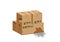 3D damaged crate box, broken cardboard box, wet flat style cardboard parcel box, product packaging, torn brown packaging box,