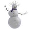 3D dancing snowman with purple and white striped scarf and twigs for afro haircut