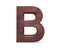 3D decorative Brown polished wooden Alphabet, capital letter B.