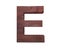 3D decorative Brown polished wooden Alphabet, capital letter E.