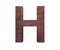 3D decorative Brown polished wooden Alphabet, capital letter H.
