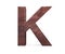 3D decorative Brown polished wooden Alphabet, capital letter K.