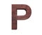 3D decorative Brown polished wooden Alphabet, capital letter P.