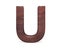 3D decorative Brown polished wooden Alphabet, capital letter U.