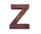 3D decorative Brown polished wooden Alphabet, capital letter Z.