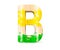 3D decorative wooden colored red green yellow Alphabet, capital letter B.