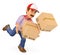 3D Delivery man falling with boxes. Work accident