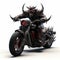3d Demon Sitting On Motorcycle - Full Body Illustration On White Background