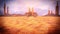 3D Desert Landscape with Ancient Buildings Loop Background